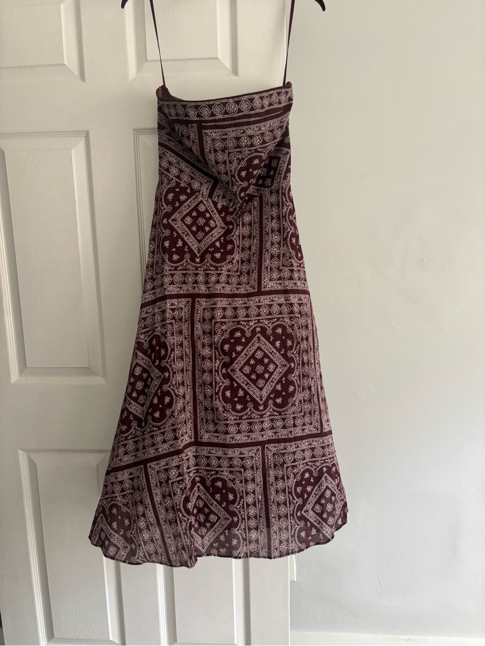 Veronica Beard Burgundy Bandana-Print Midi Dress